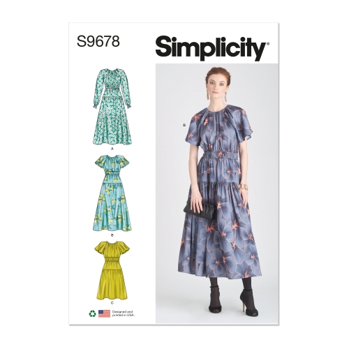 Simplicity lõikekomplekt S9678 Kleit käise- ja pikkusevariatsioonidega