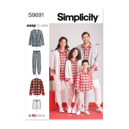Simplicity lõikekomplekt S9691, Kodused riided kogu perele
