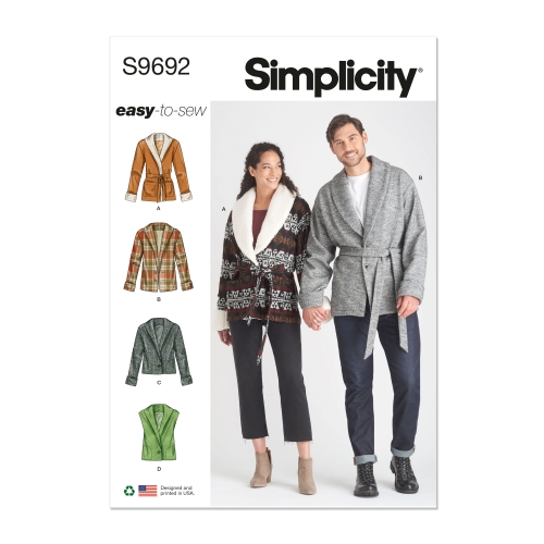 Simplicity lõikekomplekt S9692 UNISEX jakk, vest ja vöö