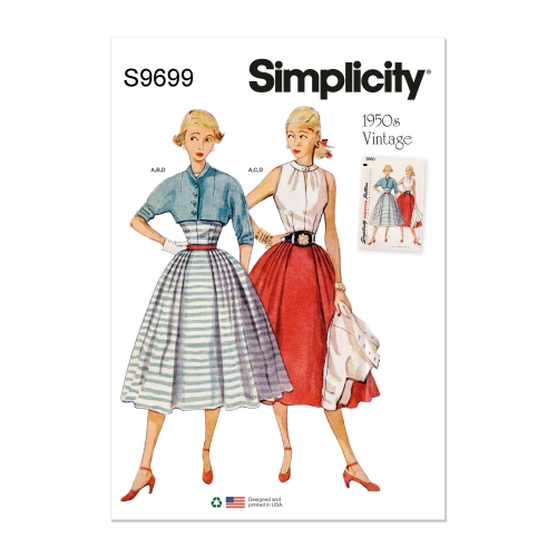 Simplicity lõikekomplekt S9699 Naiste vintage seelik, pluus ja jakk