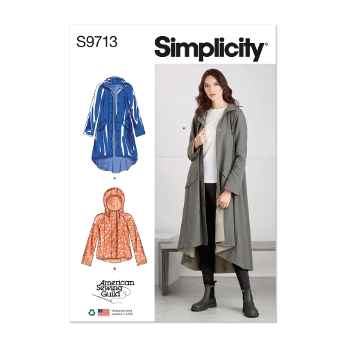 Simplicity lõikekomplekt S9713, naiste jakk kahes pikkuses, disainitud AMERICAN SEWING GUILD poolt