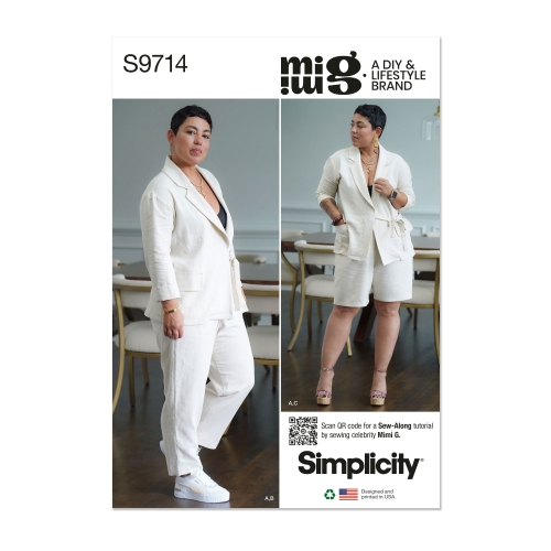 Simplicity lõikekomplekt S9714, naiste jakk, püksid ja shortsid MIMI G STYLE