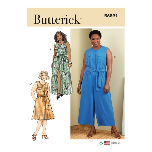 Lõikekomplekt BUTTERICK B6891 WOMEN'S DRESS, JUMPSUIT