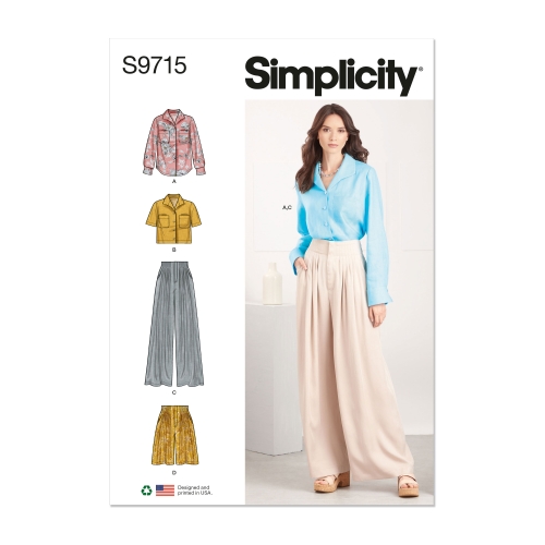 Simplicity lõikekomplekt S9715 MISSES' SHIRT, PANTS AND SHORTS, SS9715