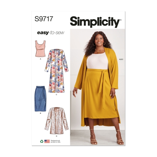 Simplicity lõikekomplekt S9717 WOMEN'S KNIT TOP, CARDIGAN AND SKIRT
