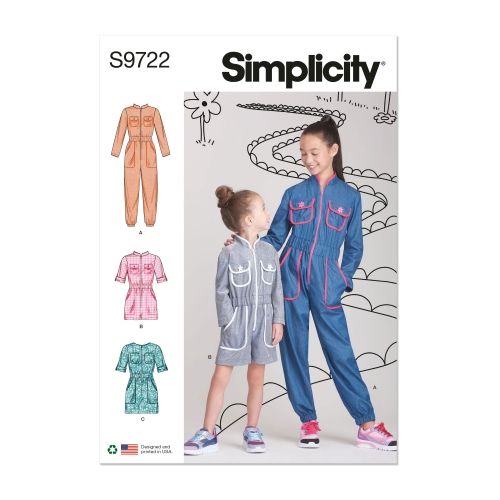 Simplicity lõikekomplekt S9722 CHILDREN'S AND GIRLS' JUMPSUIT, ROMPER AND DRESS, SS9722