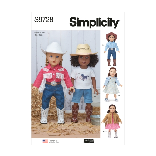 Simplicity lõikekomplekt S9728 18" DOLL CLOTHES BY ELAINE HEIGL DESIGNS, SS9728OS