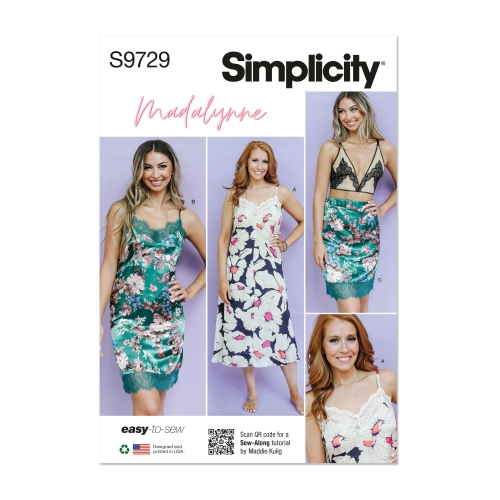 Simplicity lõikekomplekt S9729, Õlapaeltega kleit ja-seelik