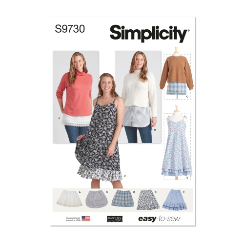 Simplicity lõikekomplekt S9730, ELAINE HEIGL'i disainitud õlapaeltega kleit (sobiv kihiliseks riietumiseks)