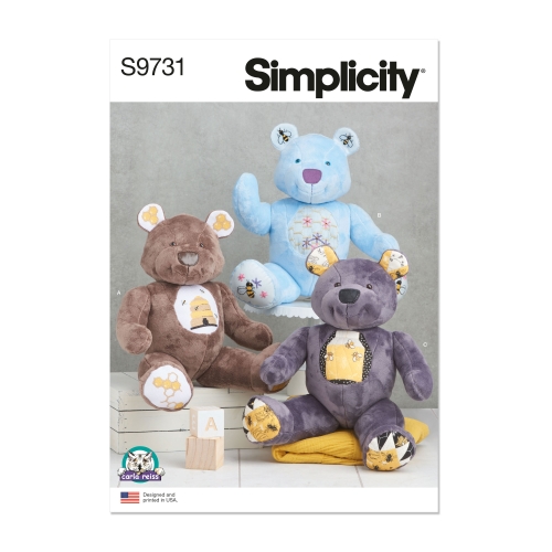 Simplicity lõikekomplekt S9731 STUFFED BEAR BY CARLA REISS DESIGN, SS9731OS
