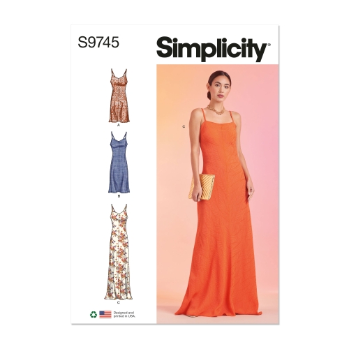 Simplicity lõikekomplekt S9745, Õlapaeltega kleit kolmes pikkuses