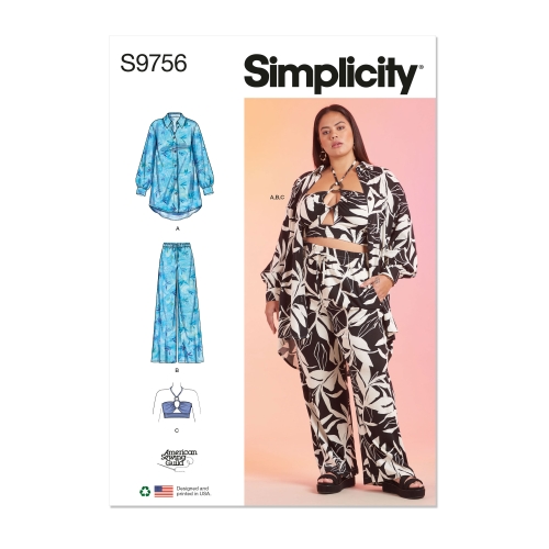 Simplicity lõikekomplekt S9756, naiste püksid, seelik ja pooltopp