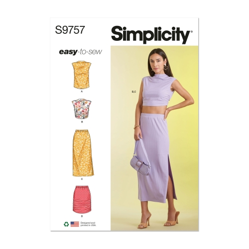 Simplicity lõikekomplekt S9757, Trikoomaterjalist kleit ja seelik kahes pikkuses
