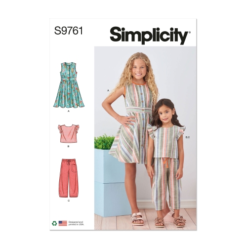 Simplicity ompelukaava S9761, Mekko, tpoo ja housut lapsille ja tytöille