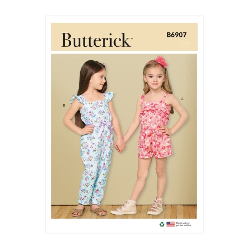 Lõikekomplekt BUTTERICK B6907 CHILD ROMPER, JUMPSUIT