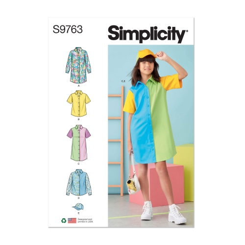 Simplicity ompelukaava S9763 Paitamekko, paita ja hattu tytöille