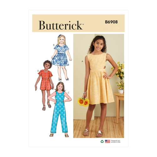Lõikekomplekt BUTTERICK B6908 GIRL DRESS, JMPST, RMPR