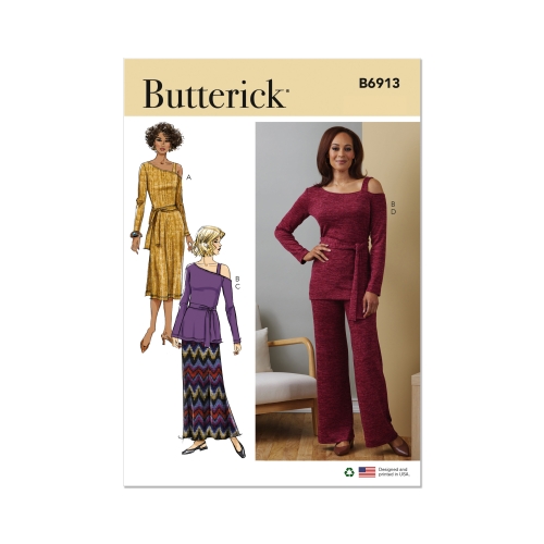 Lõikekomplekt BUTTERICK B6913 MISSES' KNIT DRESS, TOP, SKIRT AND PANTS