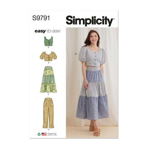 Simplicity lõikekomplekt S9791, Naiste topid, seelik ja püksid
