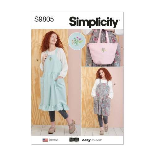 Simplicity lõikekomplekt S9805 Naiste PINAFORE põlled ja kott