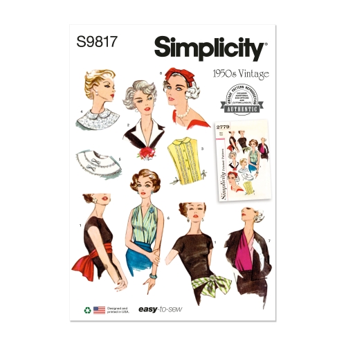 Simplicity lõikekomplekt S9817 MISSES' NECKWEAR, HEADBAND, DICKEY AND SASH-BELT, SS9817OS