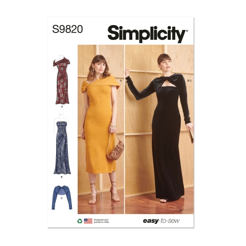 Simplicity lõikekomplekt S9820 MISSES' KNIT DRESSES AND SHRUG, SS9820