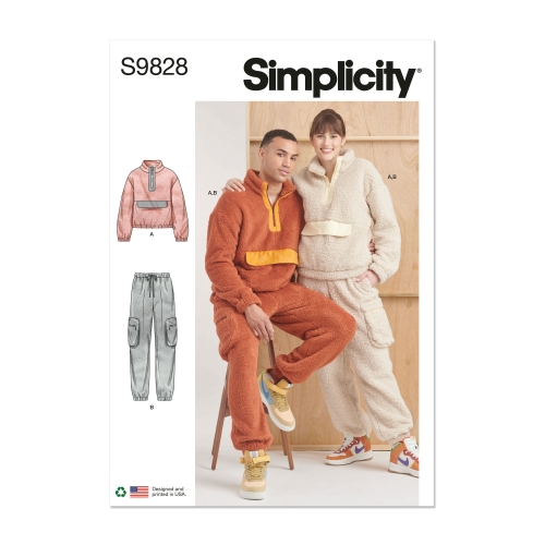 Simplicity lõikekomplekt S9828 UNISEX SWEATSHIRT AND PANTS, SS9828A