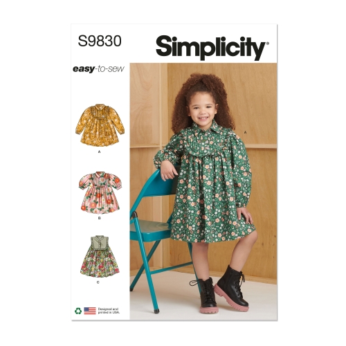 Simplicity lõikekomplekt S9830 CHILDREN'S DRESSES, SS9830A