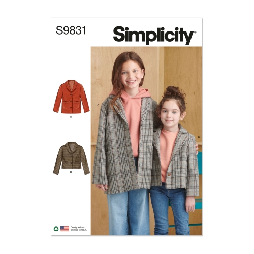 Simplicity lõikekomplekt S9831 CHILDREN'S AND GIRLS' JACKET IN TWO LENGTHS, SS9831