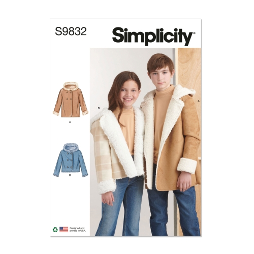 Simplicity Sewing Pattern S9832 GIRLS' AND BOYS' JACKET IN TWO LENGTHS, SS9832A