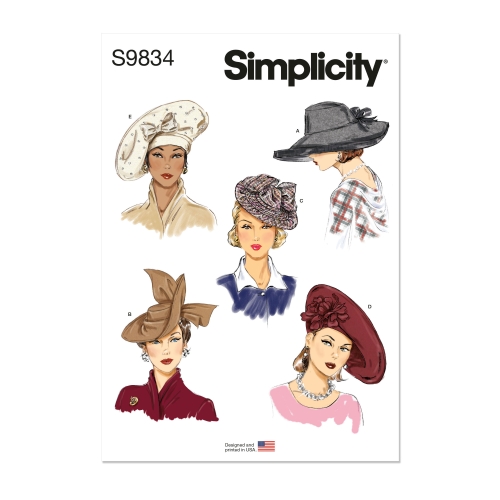 Simplicity ompelukaava S9834, Naisten päähineita viidessa tyylissä