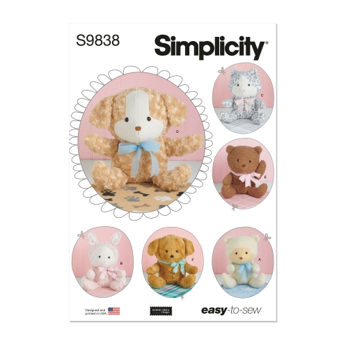 Simplicity lõikekomplekt S9838 PLUSH ANIMALS AND BLANKET, SS9838OS