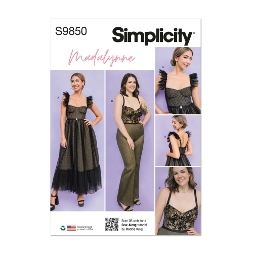 Simplicity lõikekomplekt S9850, MADALYNNE INTIMATES'i kleit ja kombinesoon