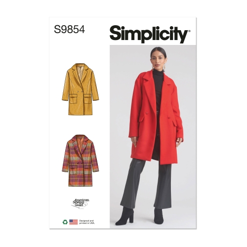 Simplicity lõikekomplekt S9854 MISSES' LINED COAT FOR AMERICAN SEWING GUILD, SS9854