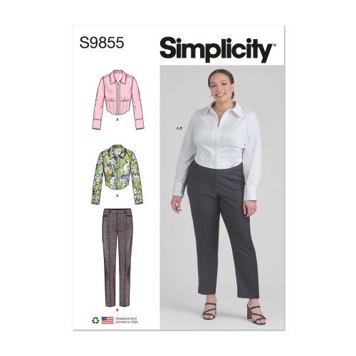 Simplicity lõikekomplekt S9855 MISSES' AND WOMEN'S TOP AND PANTS, SS9855