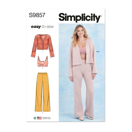 Simplicity lõikekomplekt S9857, Naiste trikoomaterjalist kodused riided
