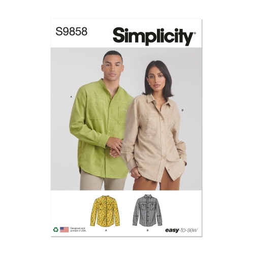 Simplicity lõikekomplekt S9858 UNISEX SHIRTS, SS9858A