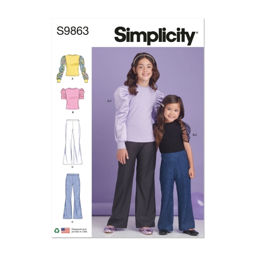 Simplicity lõikekomplekt S9863 CHILDREN'S AND GIRLS' TOP AND PANTS, SS9863