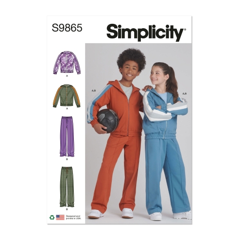 Simplicity Sewing Pattern S9865 GIRLS' AND BOYS' JACKET AND PANTS, SS9865A