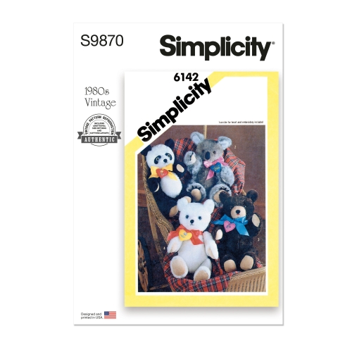 Simplicity lõikekomplekt S9870 PLUSH BEARS, SS9870OS