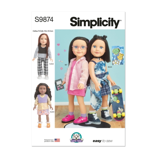 Simplicity lõikekomplekt S9874 18" DOLL CLOTHES BY CARLA REISS DESIGN, SS9874OS