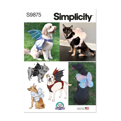Simplicity lõikekomplekt S9875, CARLA REISS'i disainitud koerarakmed dekooriga (või ilma)