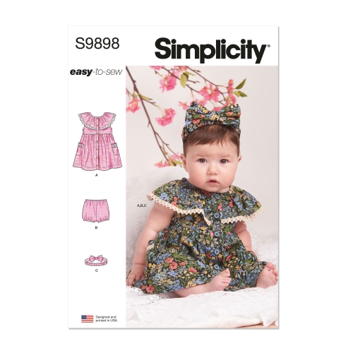 Simplicity lõikekomplekt S9898 BABIES' DRESS, PANTY AND HEADBAND, SS9898A