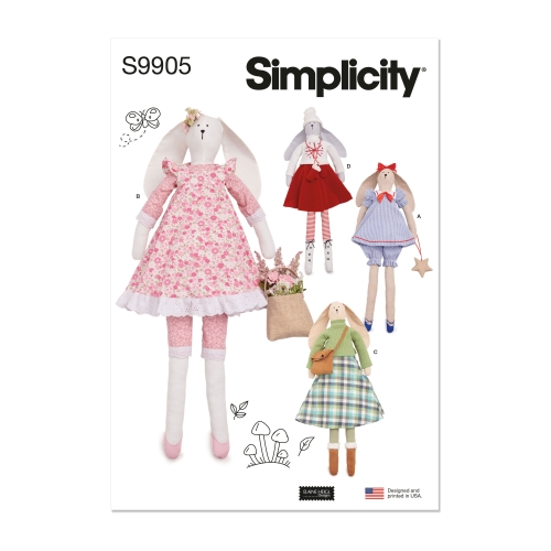 Simplicity ompelukaava S9905, Hoikka vanutäyttöinen jänö ja hänen vaatetus