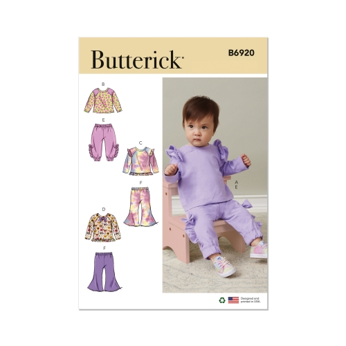 Lõikekomplekt BUTTERICK B6920 INFANTS' KNIT TOP AND PANTS