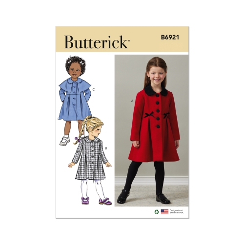 Lõikekomplekt BUTTERICK B6921 CHILDREN'S COAT