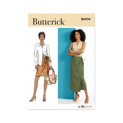 Lõikekomplekt BUTTERICK B6934 MISSES' WRAP SKIRT IN TWO LENGTHS, Sizes: A (XS-S-M-L-XL-XXL), B6934A