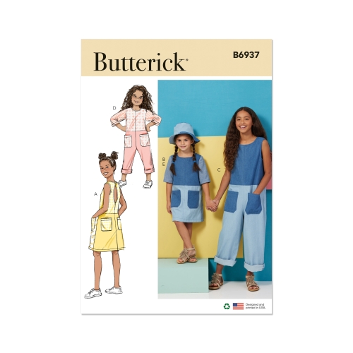 Lõikekomplekt BUTTERICK B6937 CHILDREN'S AND GIRLS' DRESS, ROMPER AND HAT