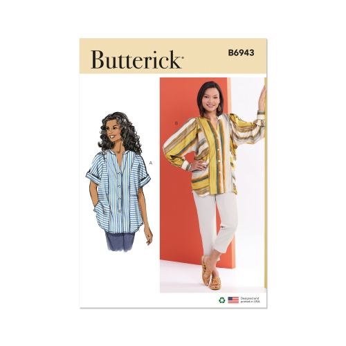 Lõikekomplekt BUTTERICK B6943 MISSES' TOP WITH SHORT OR LONG SLEEVES