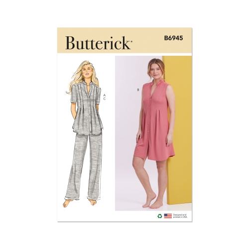 Lõikekomplekt BUTTERICK B6945 MISSES' KNIT LOUNGE TOP, DRESS AND PANTS